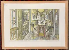 Staircase to the Library by Richard Bawden Rws Neac, etching and aquatint, sold Jun 2025
