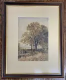 Countryside setting with two figures walking a track under by Edmund Morison Wimperis, watercolour, sold May 2025