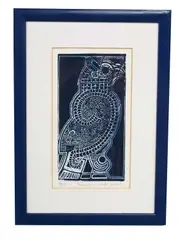 Chinese Owl by Nicholas Barnham, linocut, sold May 2025