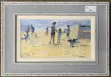 Beach scene by Mary Gundry, oil on board, sold Apr 2025