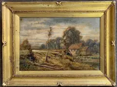 Watermill in an autumnal landscape by Sydney Yates Johnson, oil on canvas, sold Apr 2025