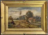 Watermill in an autumnal landscape by Sydney Yates Johnson, oil on canvas, sold Apr 2025