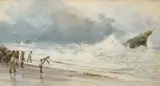 High Tide off Trebarwith Strand by Charles Sim Mottram, watercolour, sold Nov 2025
