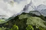 Valbona, Northern Albania by David Grosvenor, watercolour, sold Nov 2025