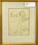 Two Boys by Glyn Morgan, pencil on paper, offered Nov 2025