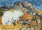 Tree Against Hills by Gwilym Prichard, pastel on paper, sold Nov 2025
