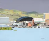 Millennium Centre & Senedd Cardiff Bay by Patricia Aithie, oil on canvas, sold Oct 2025