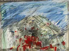 Ruins Under the Hill by William Mills, mixed media, offered Oct 2025