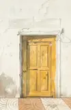 Yellow Door, Los Cristianos by Tom Jones, watercolour, sold Oct 2025