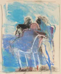 Menage a Trois by Sue Williams, pastel on paper, sold Oct 2025