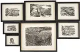 Collection of seven wood engravings by Peter Reddick, pencil, sold Oct 2025