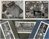 Limited edition linocuts - a collection of five prints by Ben Pritchard, print (other), sold Oct 2025