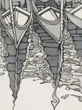 Gondolas by Tom Jones, etching, sold Oct 2025