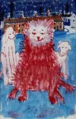 A Hairy Salford Dog by Harold Riley, 2015, mixed media, offered Oct 2025