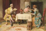 Family of three Georgians by Francis Sydney Muschamp, watercolour, sold Oct 2025