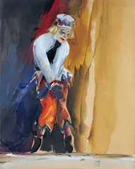 Performer with a by Donald Hamilton Fraser, mixed media, sold Oct 2025