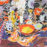 Wax crayon - still life with vases by Jack Shore, oil, offered Oct 2025