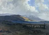 RHA RUA (Irish, 1877-1944) oil on board - shepherd and flock before a by James Humbert Craig, oil on board, sold Oct 2025