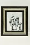 Male and female figures in conversation with their dog by George Somerville, watercolour, sold May 2023
