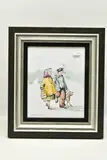 Male and female figures walking their dog by George Somerville, watercolour, sold May 2023