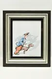 A male figure wearing a flat cap is walking his dog by George Somerville, watercolour, sold May 2023