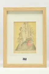 Self portrait by Charles Ginner, 1935, pencil and crayon on paper, sold May 2023