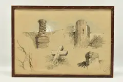 Architectural studies by Henry Bright, drawing, sold May 2023