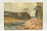 River gade, winter by Trevor Chamberlain, oil on canvas, offered Apr 2023