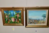 A market scene by Galland Semerand, oil on canvas, offered Apr 2023