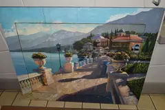 HYBRID PAINTING/PRINT, an Italian coastal village, the central portion of the by Howard Behrens, PRINT, sold Apr 2023
