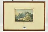 Landscape with cottages by Richard Sass, watercolour on paper, sold Apr 2023