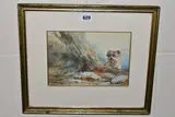 A terrier chasing a rabbit by F. Herbert Park, watercolour on paper, sold Apr 2023