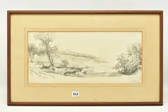 Branksome tower, bournemouth by James Duffield Harding, 1858, pencil on paper, sold Apr 2023