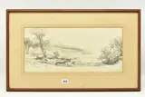 Branksome tower, bournemouth by James Duffield Harding, 1858, pencil on paper, sold Apr 2023