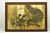 Girl at the piano by Amy Flatto, oil on board, sold Apr 2023