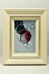 Red wine iii by Miguel Nuñez, oil on board, sold Apr 2023