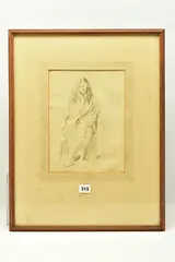 A seated portrait of a female figure by Ethel Walker, 1913, pencil on paper, sold Apr 2023