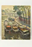 La sein au quai conti by Maurice Fongueuse, 1949, oil on board, sold Mar 2023