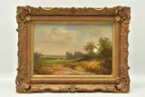 A pastoral british school landscape by Noel Ripley, oil on canvas, sold Mar 2023