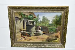 Washing day by Jonathan Pratt, 1893, oil on canvas, sold Mar 2023