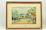 Park at grange court, chigwell by G.H. Rose, 1959, watercolour on paper, sold Mar 2023