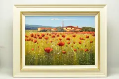 Campo rosso i / red field i by Bruno Tinucci, oil on canvas, sold Mar 2023