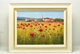Campo rosso i / red field i by Bruno Tinucci, oil on canvas, sold Mar 2023