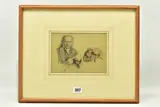 Comprising a partial portrait of him holding by Edward T. Davis, drawing, sold Mar 2023
