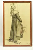 A breton woman with flowers by Joseph Milner Kite, 1898, drawing, sold Mar 2023