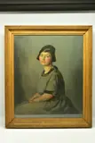 A seated portrait of a female figure by John Wheatley, oil on canvas, sold Mar 2023