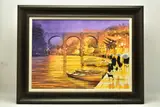 (BRITISH CONTEMPORARY) 'MOORED FOR THE NIGHT', rowing boats on a river with by Peter J. Rodgers, watercolour on paper, sold Mar 2023