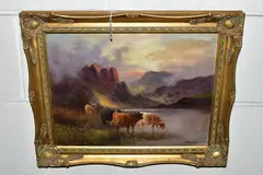 comprising J Maurice early 19th Century English school, Highland by Five Paintings And Prints Etc, oil on canvas, sold Feb 2023