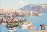 The Quay at Mevagissey by Gyrth Russell, oil, sold Dec 2022