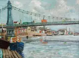 Hammersmith Bridge Signed and dated Sidney Smith 56 by Sydney Smith, Oil on board, sold Dec 2022